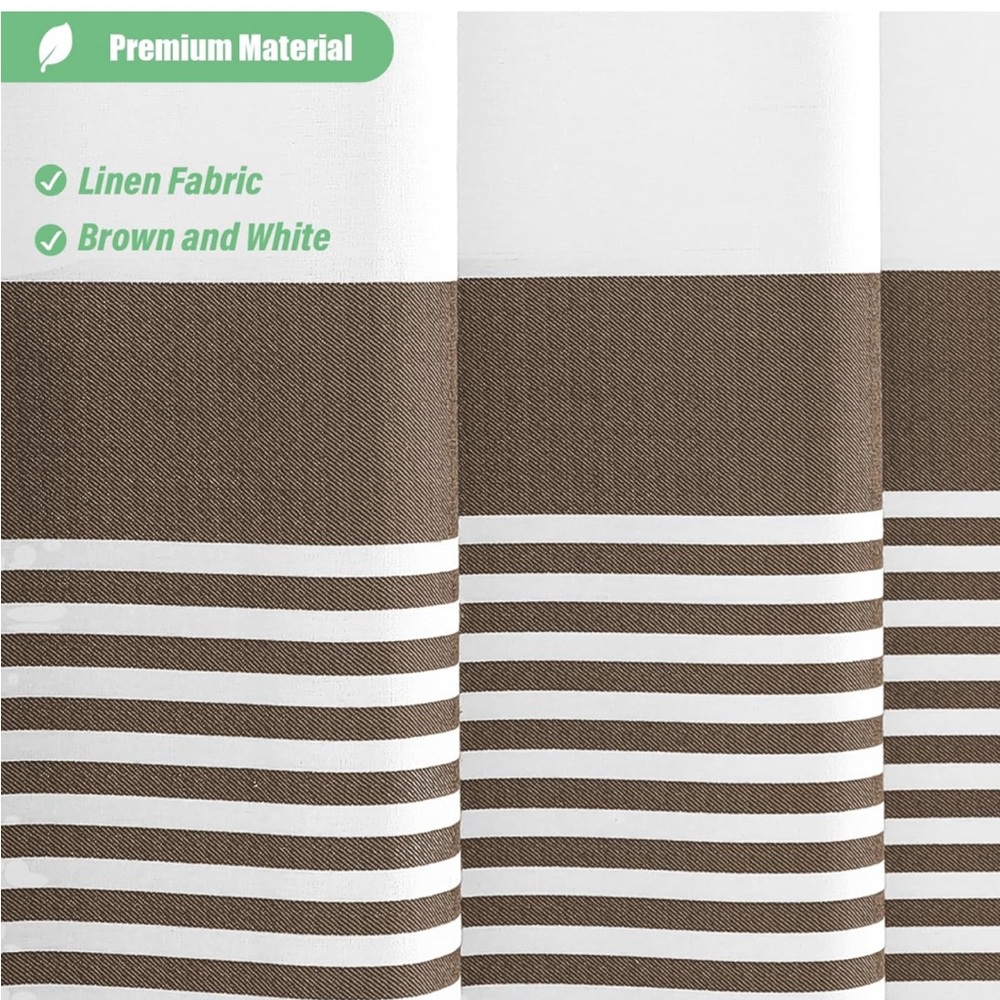 Dynamene Brown Fabric Farmhouse Boho Striped Tassel Shower🚿Curtains 4 Bathroom - Picture 7 of 8